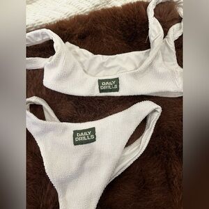 Daily Drills White ribbed bikini